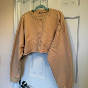 Olivaceous Tan Cropped Crewneck